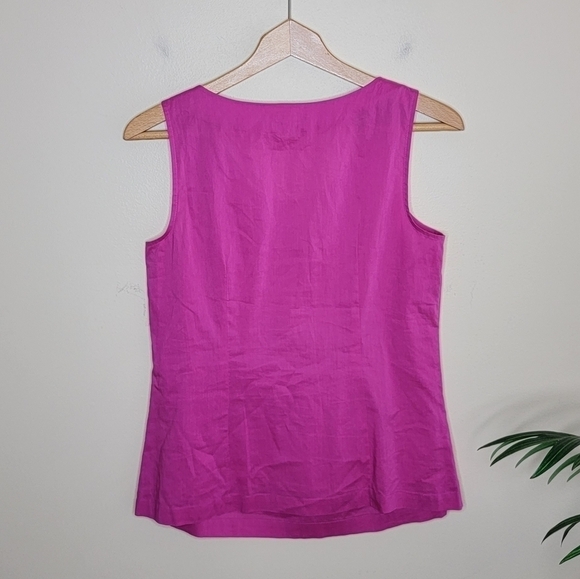 Ann Taylor | Magenta Pink Tank Top with Floral 3D Applique - Picture 2 of 4